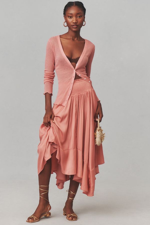 Slide View: 3: By Anthropologie Smocked-Waist Asymmetrical Skirt