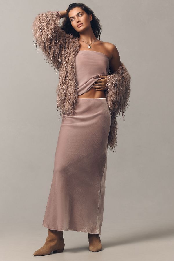 Slide View: 9: The Tilda Maxi Slip Skirt: Velvet Edition