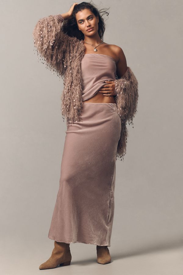 Slide View: 1: The Tilda Maxi Slip Skirt: Velvet Edition