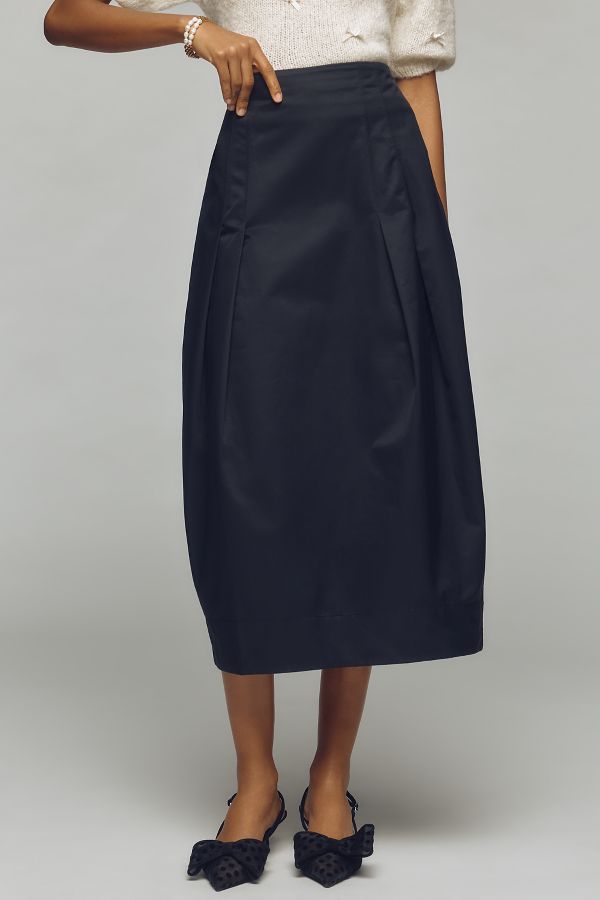 Slide View: 2: Maeve Sculpted Bow Midi Skirt