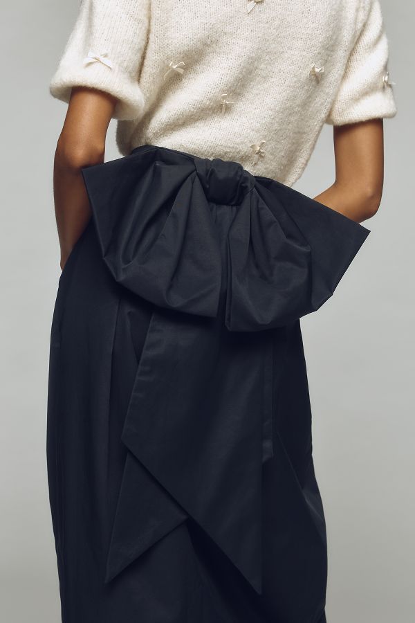 Slide View: 4: Maeve Sculpted Bow Midi Skirt