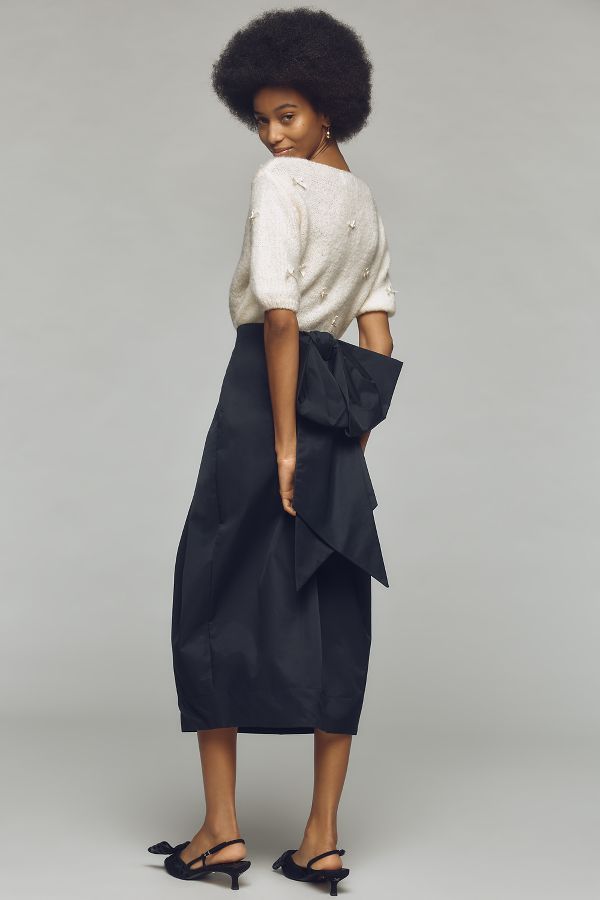 Slide View: 1: Maeve Sculpted Bow Midi Skirt