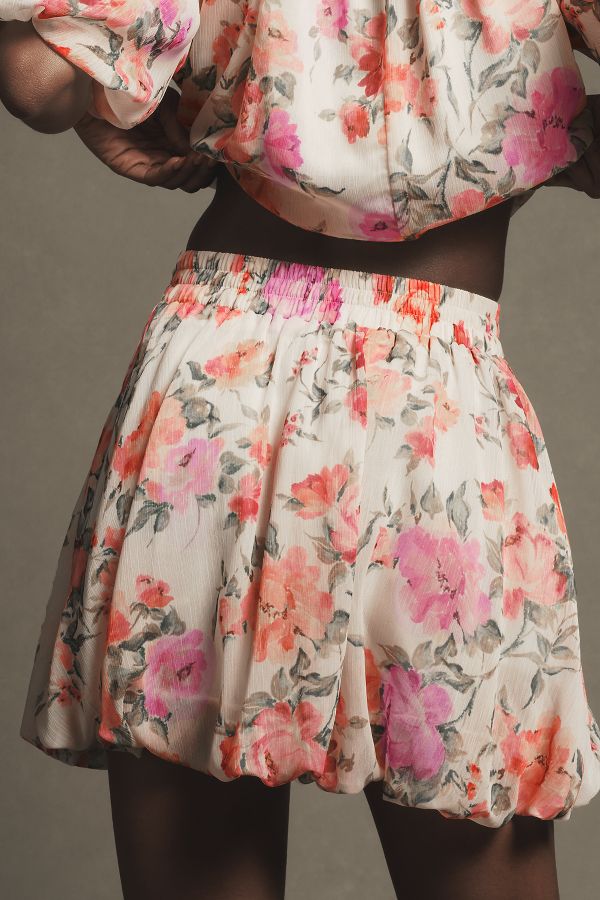 Slide View: 4: By Anthropologie Floral Bubble-Hem Skirt