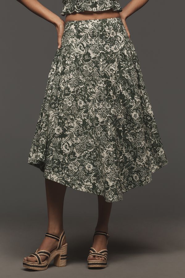 Slide View: 3: By Anthropologie Linen Midi Skirt