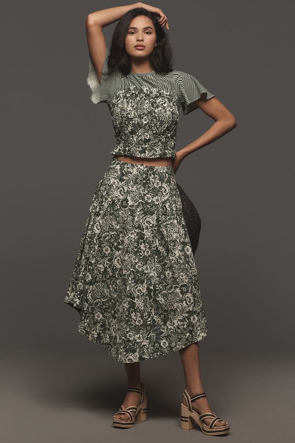 Slide View: 2: By Anthropologie Linen Midi Skirt