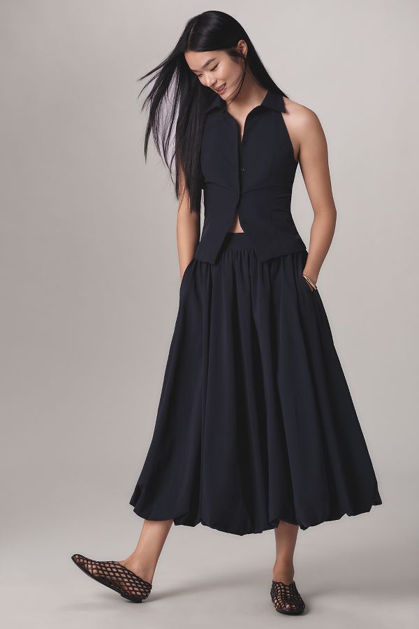 Slide View: 2: Extro&Vert Lily Bubble Hem Midi Skirt