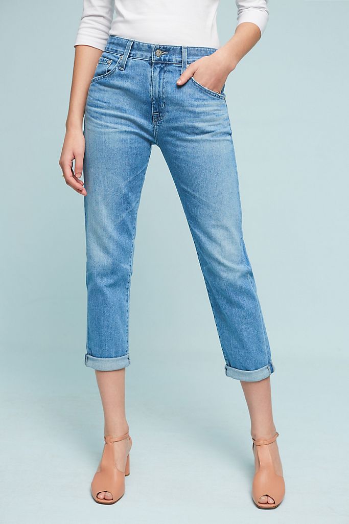 AG The Ex-Boyfriend Mid-Rise Slim Cropped Jeans | Anthropologie