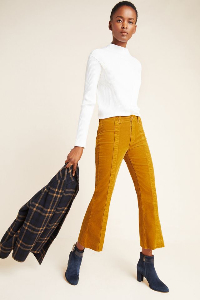 AG The Quinne High-Rise Paneled Cropped Flare Jeans | Anthropologie
