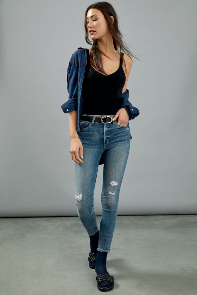 Joe's Women's High Rise Skinny Ankle Jeans - Stretch Denim With Button Detail