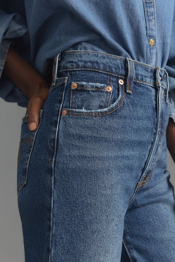 Slide View: 3: Levi's Ribcage High-Rise Straight-Leg Ankle Jeans