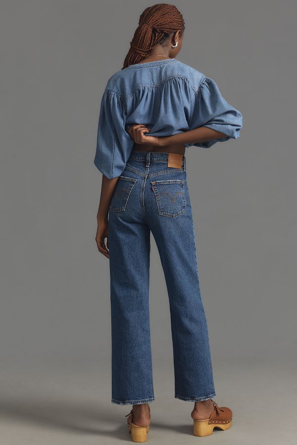 Slide View: 4: Levi's Ribcage High-Rise Straight-Leg Ankle Jeans