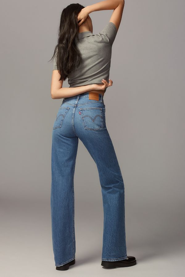 Slide View: 3: Levi's Ribcage High-Rise Straight-Leg Jeans