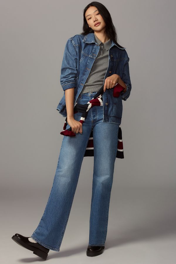 Slide View: 1: Levi's Ribcage High-Rise Straight-Leg Jeans