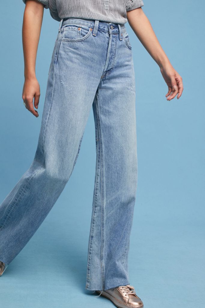 levi's high rise wide leg jean with raw hem