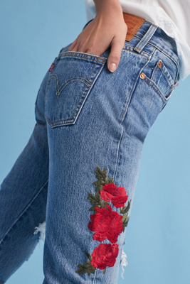 levis rose embroidered jeans