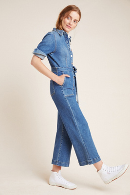 cropped denim jumpsuit