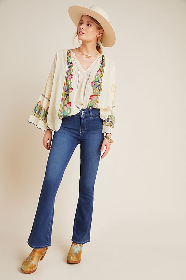Slide View: 1: Paige Manhattan High-Rise Petite Bootcut Jeans