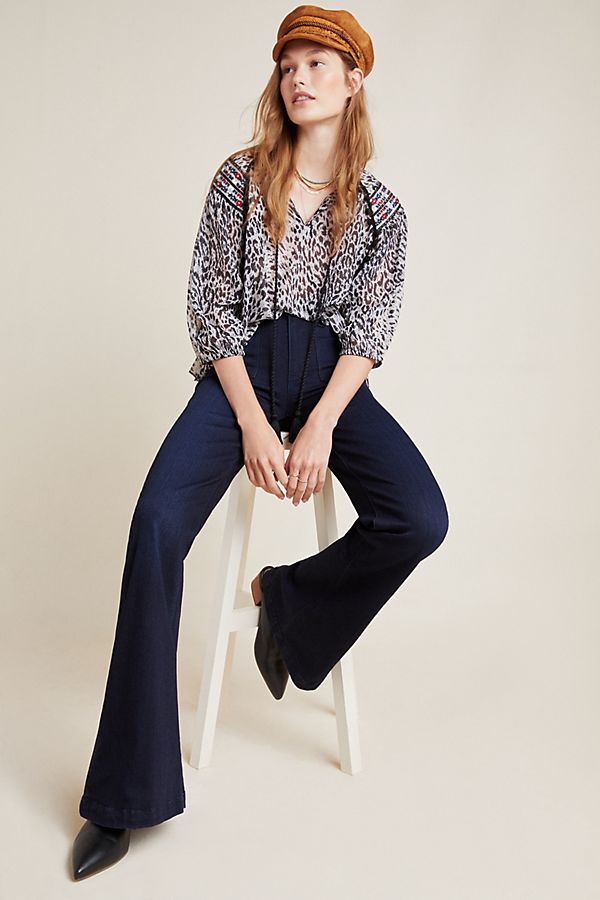 Slide View: 1: Paige Genevieve High-Rise Flare Jeans