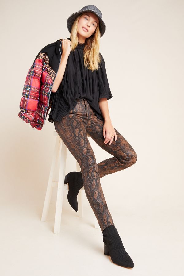 Slide View: 1: Paige Hoxton High-Rise Coated Skinny Jeans