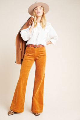 high waisted flare corduroy pants