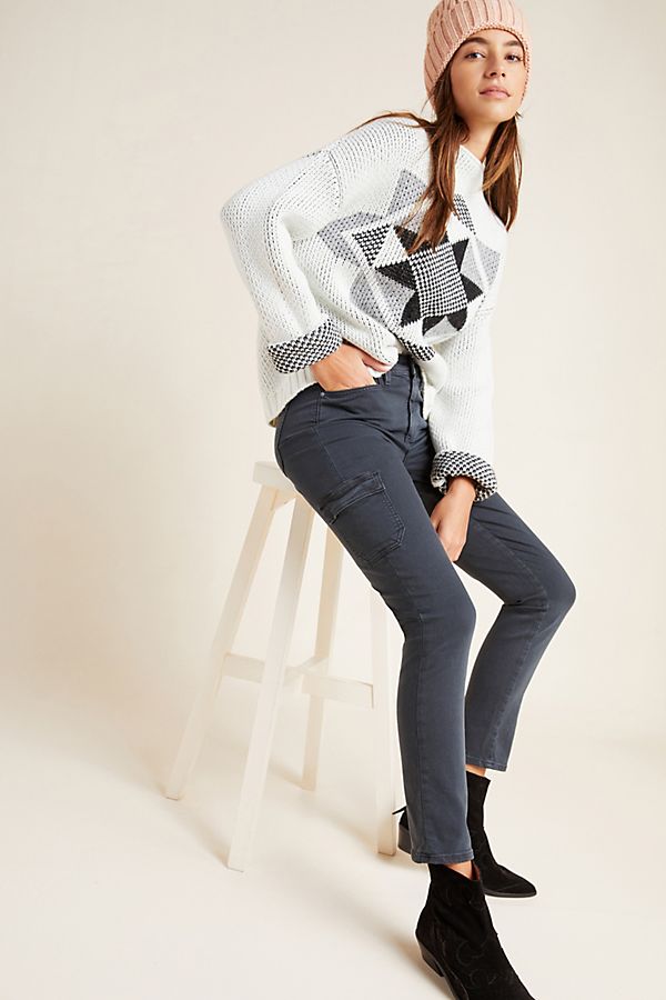Slide View: 1: Paige Hoxton High-Rise Cargo Skinny Jeans