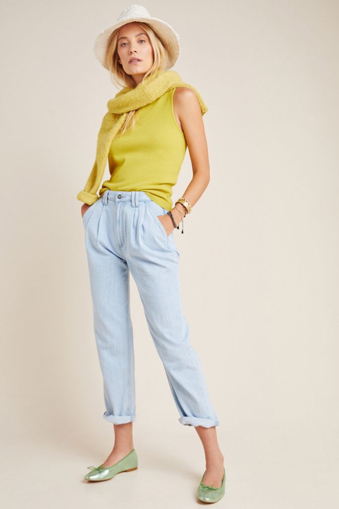 Paige Ultra High Rise Pleated Trouser Jeans Anthropologie