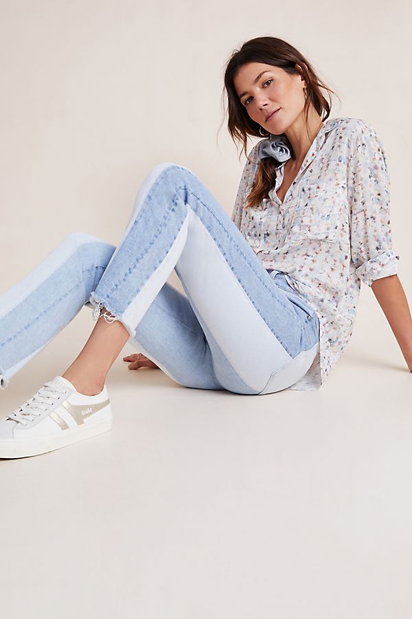 Slide View: 1: Paige Cindy Colorblocked Ultra High-Rise Slim Ankle Jeans