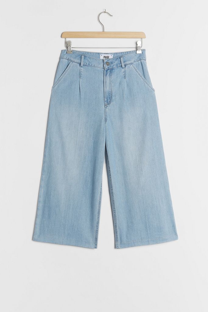 Paige Clarice Ultra High Rise Pintucked Culotte Jeans Anthropologie