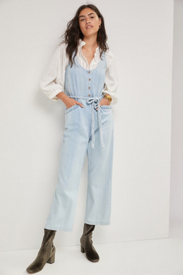 cropped denim jumpsuit