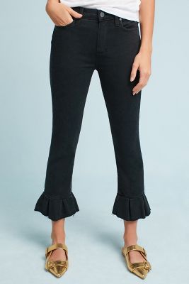 cropped ruffle jeans