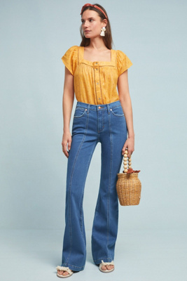 wrangler modern women's heritage seamed light flare jeans