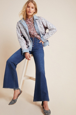 patch pocket flare jeans