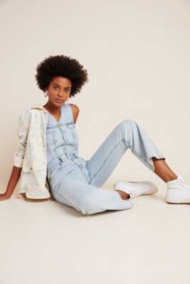 pilcro bibbed denim jumpsuit