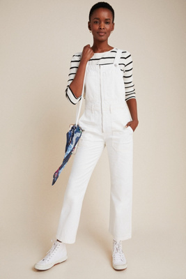 zip front denim overalls