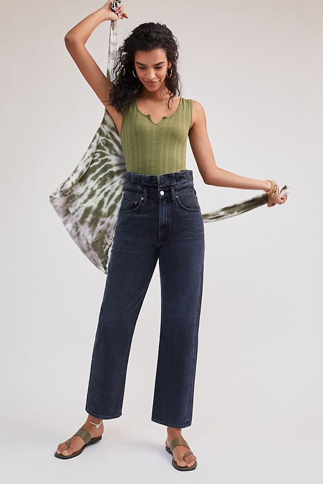 AGOLDE Ultra High-Rise Ruffled Straight Jeans | Anthropologie