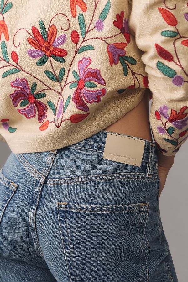 Vista diapositiva: 4: Citizens of Humanity Ayla Jeans Crop a Vita Alta con Orlo Grezzo