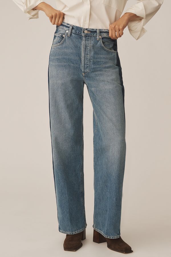 Slide View: 3: Citizens of Humanity Ayla Textured High-Rise Wide-Leg Jeans