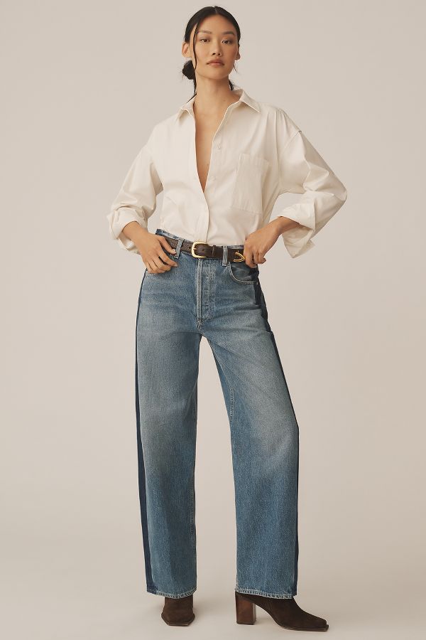 Slide View: 2: Citizens of Humanity Ayla Textured High-Rise Wide-Leg Jeans