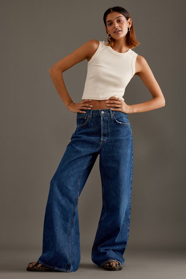 Slide View: 1: AGOLDE Dame High-Rise Wide-Leg Jeans