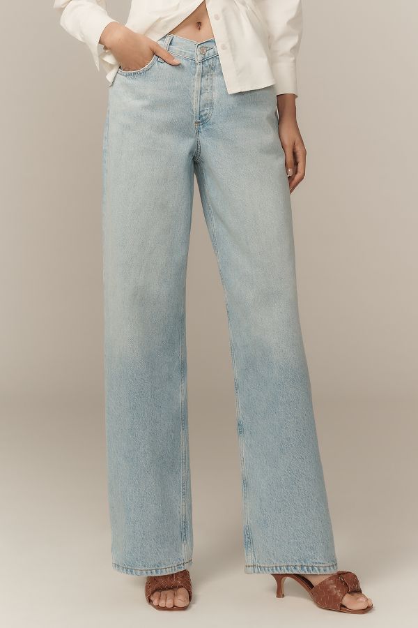 Slide View: 2: AGOLDE V-Waist High-Rise Straight-Leg Baggy Jeans