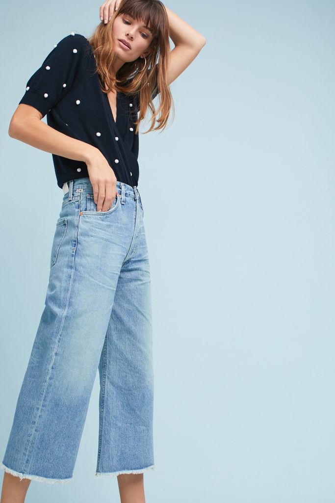 ultra high rise cropped wide leg jeans abercrombie