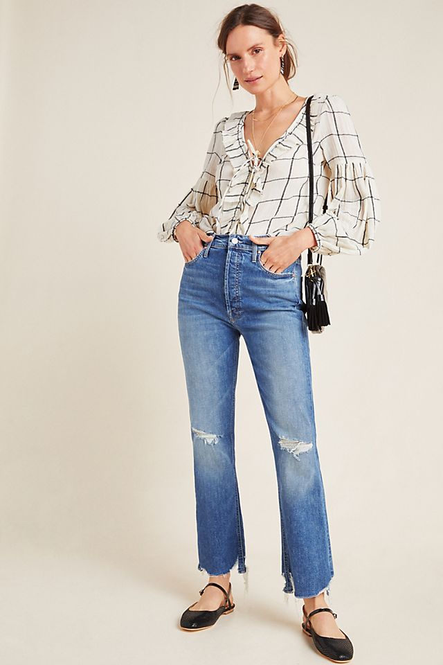 MOTHER The Tripper Ultra High-Rise Cropped Flare Jeans | Anthropologie