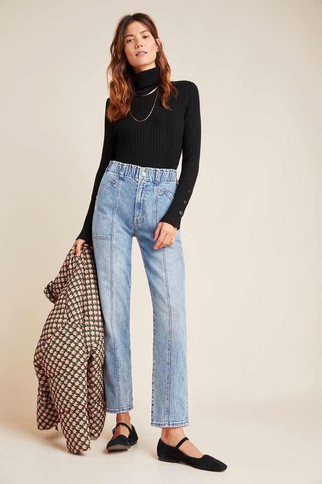 MOTHER Springy High-Rise Seamed Straight Jeans | Anthropologie