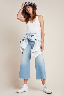 high rise cropped wide leg jeans