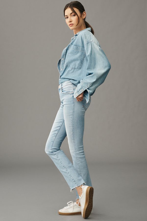 Slide View: 4: MOTHER The Insider Mid-Rise Crop Step Fray Jeans