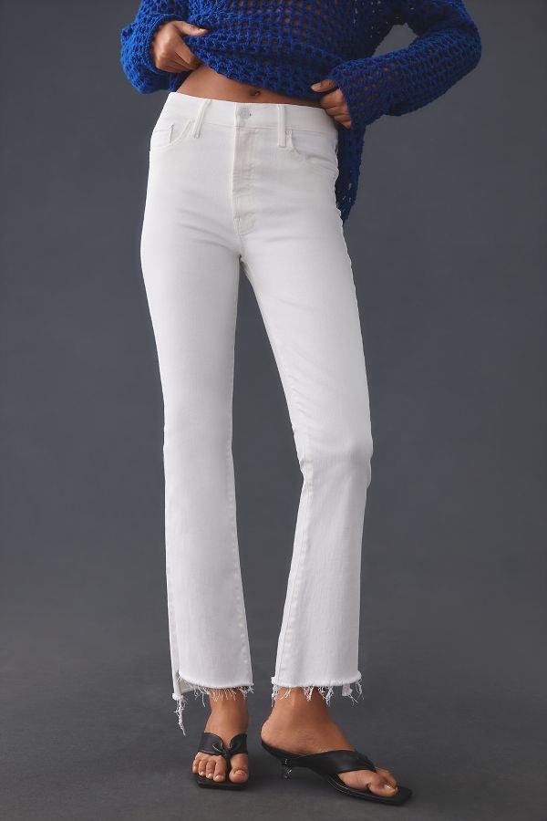 Slide View: 2: MOTHER The Insider Mid-Rise Crop Step Fray Jeans