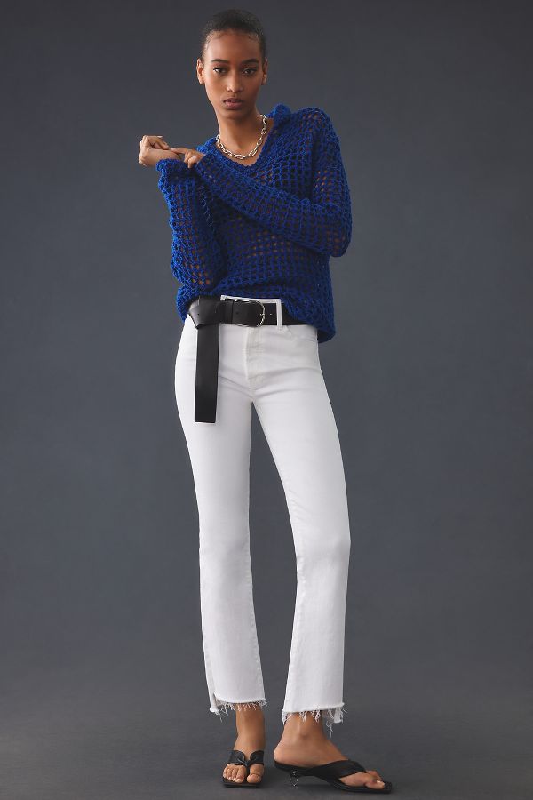 Slide View: 1: MOTHER The Insider Mid-Rise Crop Step Fray Jeans