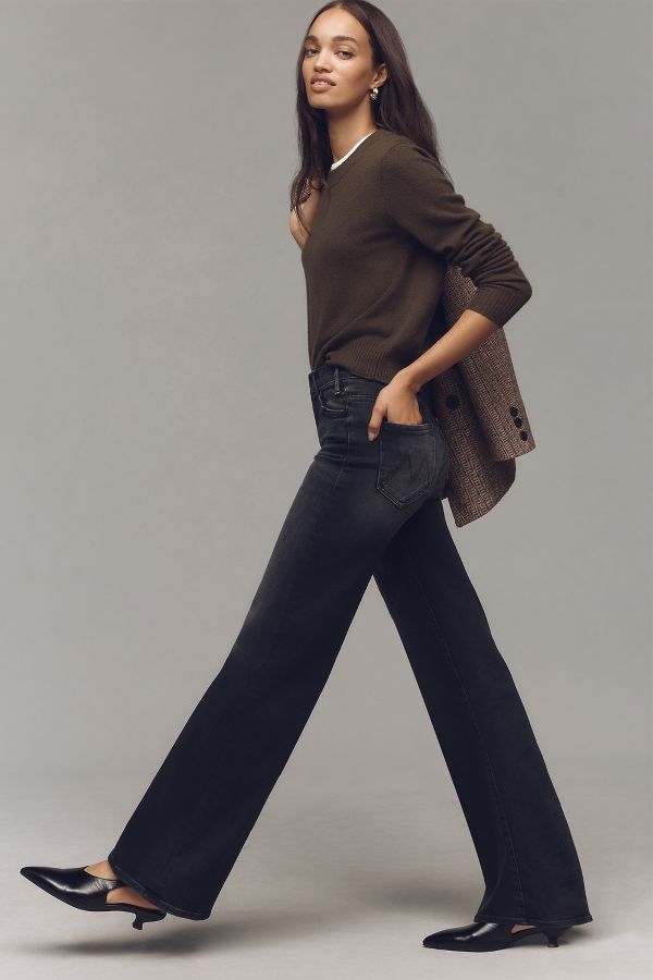 Slide View: 3: MOTHER The Hustler Roller Sneak High-Rise Wide-Leg Jeans