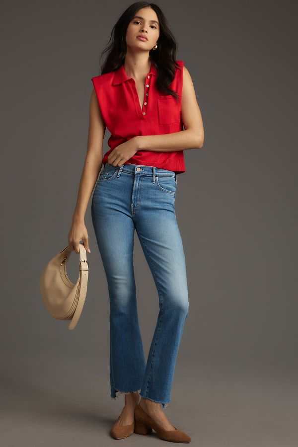 Slide View: 1: MOTHER The Insider Crop Step Fray Jeans