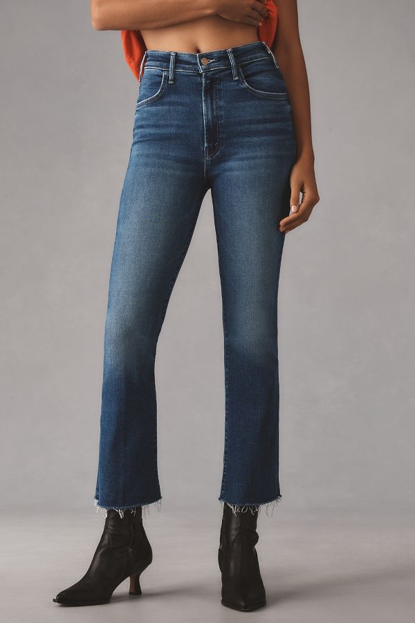 Slide View: 2: MOTHER The Hustler High-Rise Ankle-Fray Jeans